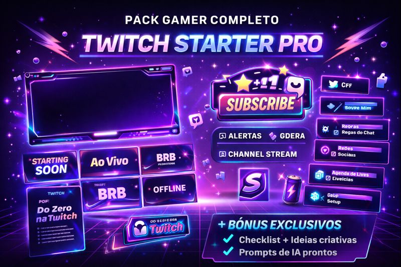 🎮 PACK GAMER COMPLETO – TWITCH STARTER PRO | Hotmart