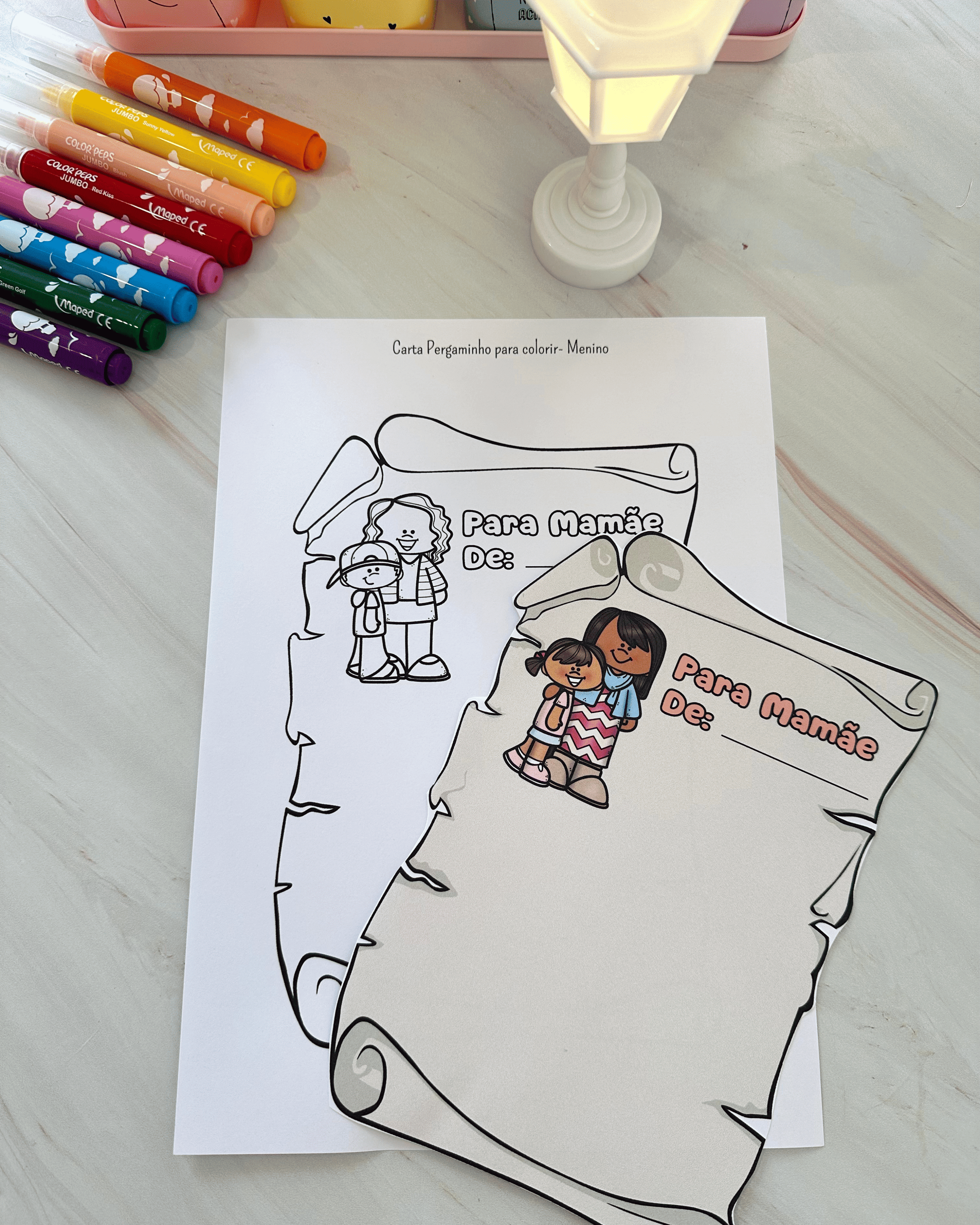 Cartões Dia das Mães: Carta pergaminho 👩👧🌹💌