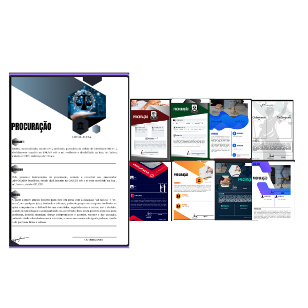 PROCURAÇÃO COM VISUAL LAW (TEMPLATE PARA CANVA) KIT COM 11 MODELOS...