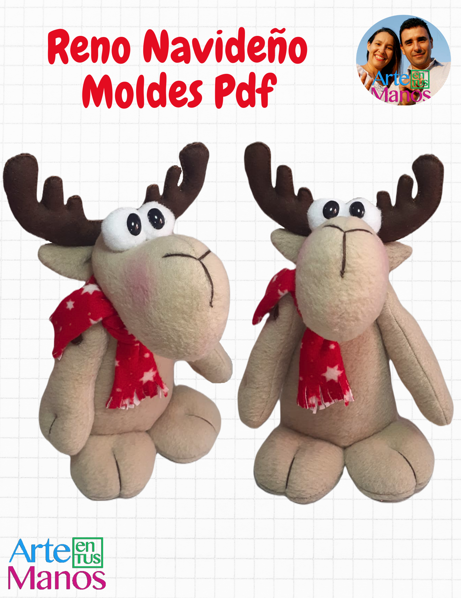 Moldes PDF Reno Navideño Con Ojos Saltones, Arte en Tus Manos - Art...