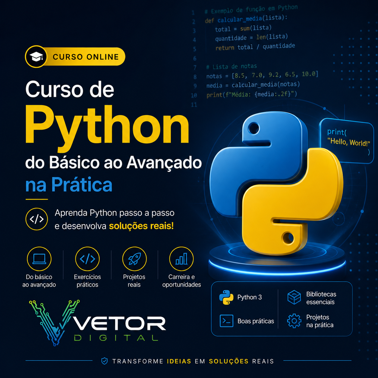 Curso de Python do Básico ao Avançado na Prática - VETOR DIGITAL