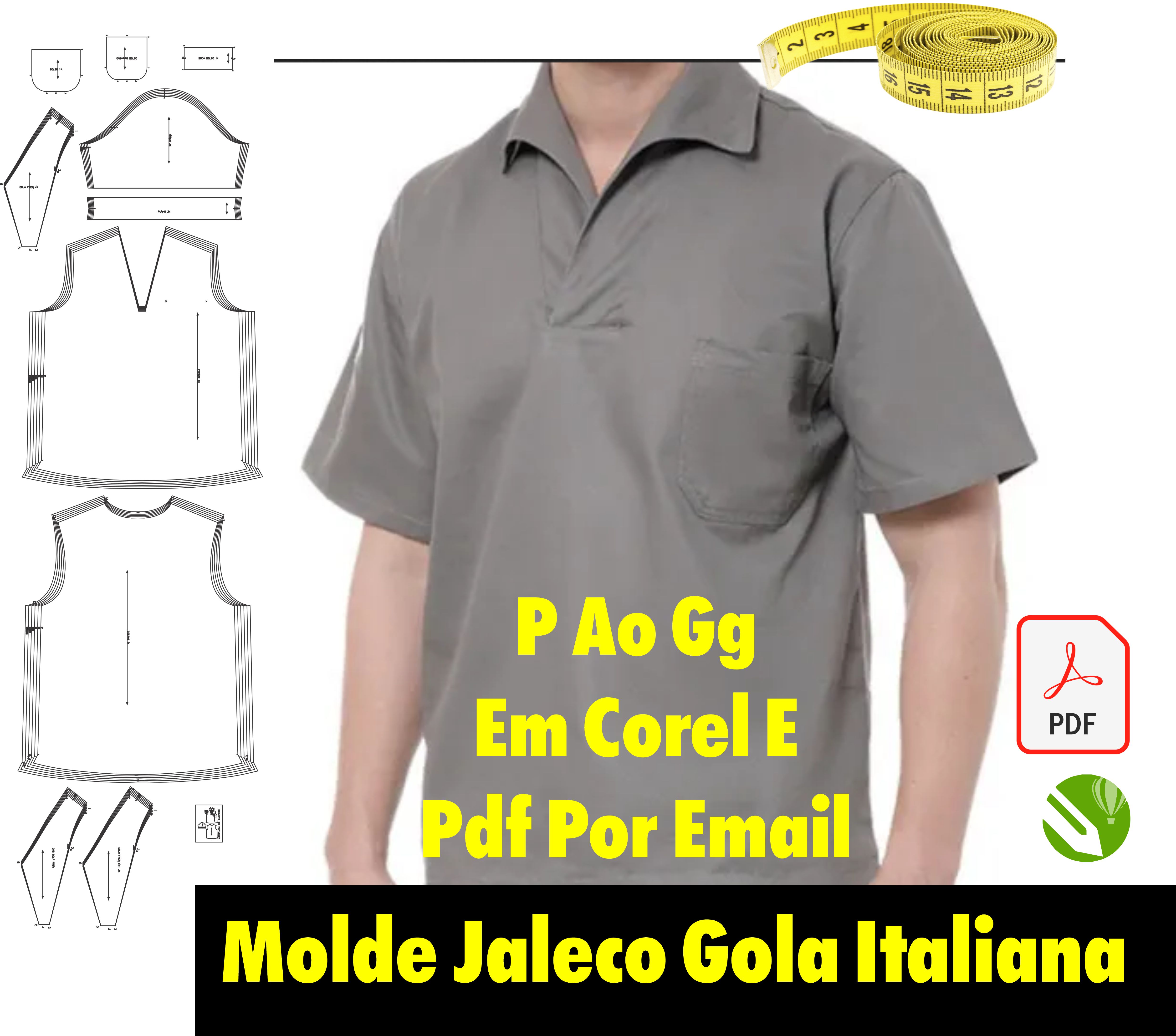 Molde Camisa Gola Italiana Operacional P Ao Gg Em Coreldraw E Pdf