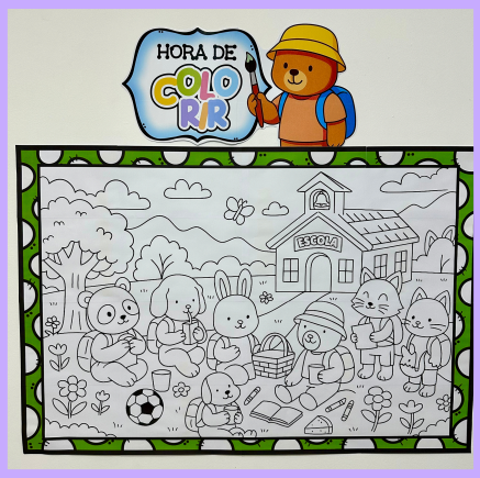 Painel para pintura Coletiva tema Volta às Aulas