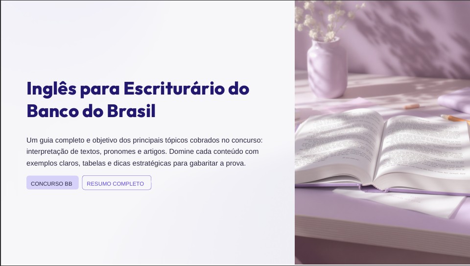Inglês para o Concurso do Banco do Brasil — Módulo 1 Interpretação de Textos | Pronomes | Artigos