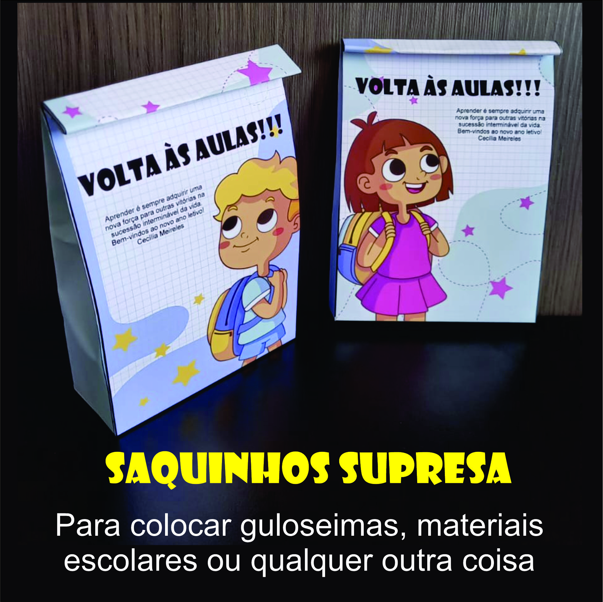 Imagem de capa para o Ebook Saquinho Surpresa Volta às Aulas