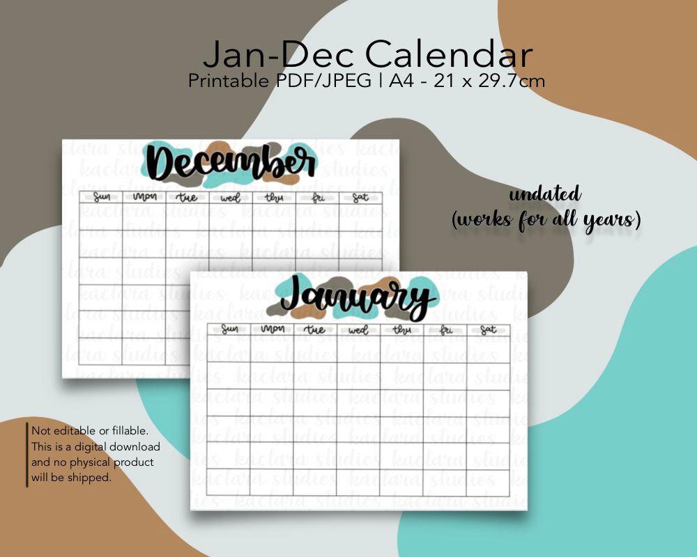 Undated Vintage Calendar - Pdf