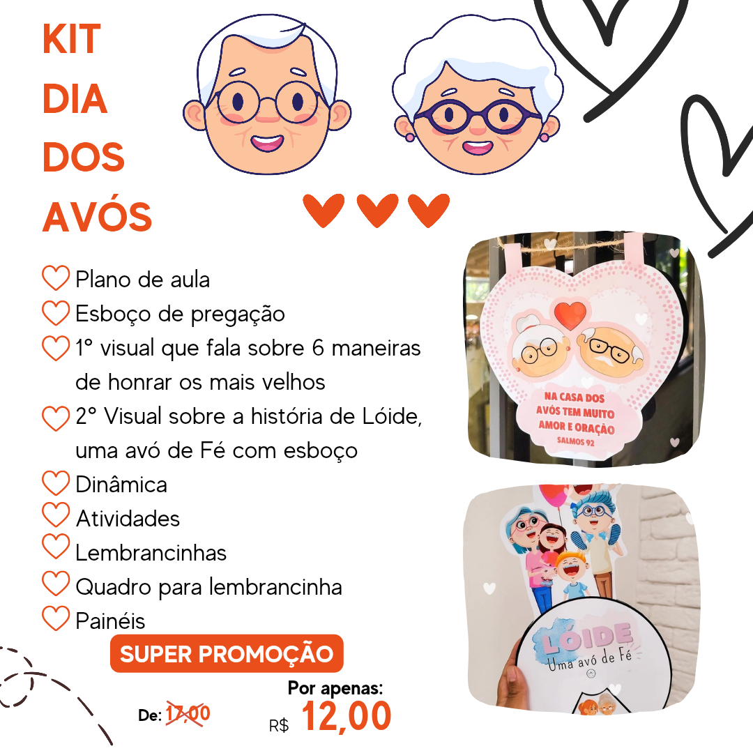 Imagem de capa para o Ebook KIT DIA DOS AVÓS | 6 MANEIRAS DE HONRAR OS MAIS VELHOS | HISTÓRIA ILUSTRADA DE LÓIDE 🧓🏻👴🏼