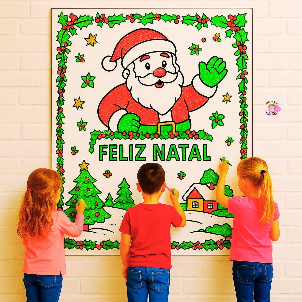 💜Painel cartaz feliz Natal para colorir 2💜