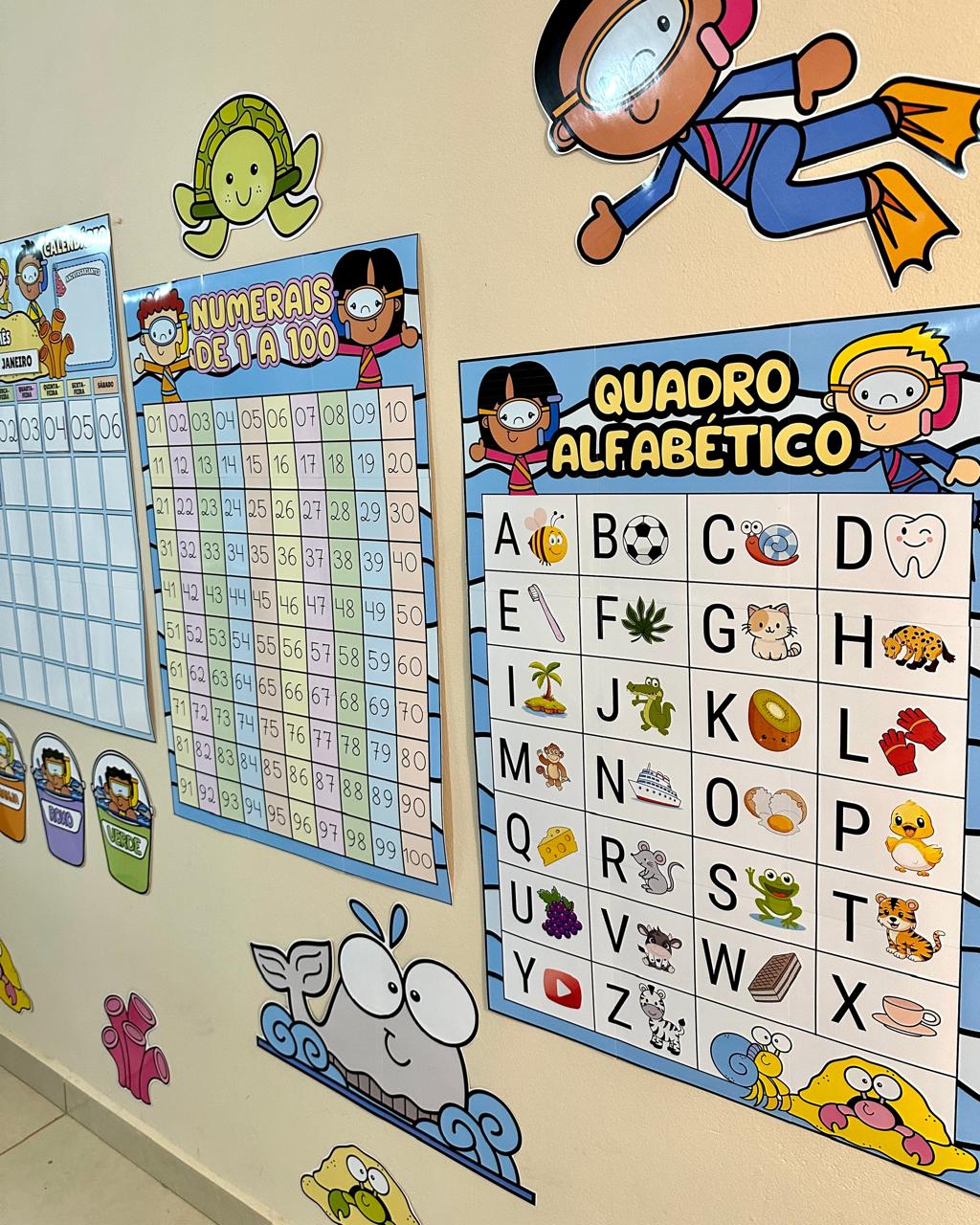 KIT DECORAÇÃO SALA DE AULA TEMA FUNDO DO MAR