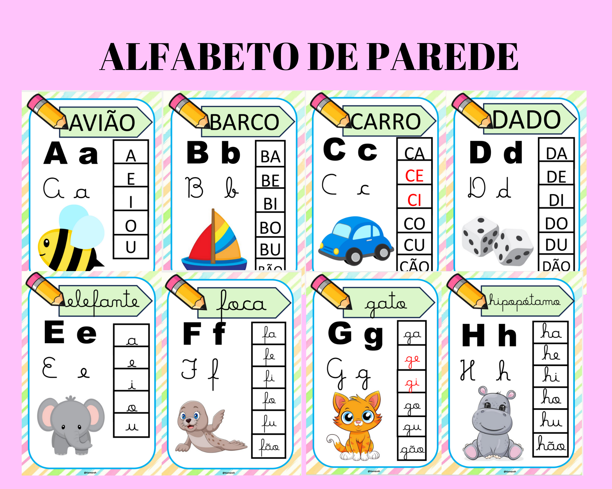 ALFABETO DE PAREDE COM AS FAMÍLIAS SILÁBICAS - ROSEMERE PROFESSORA ...