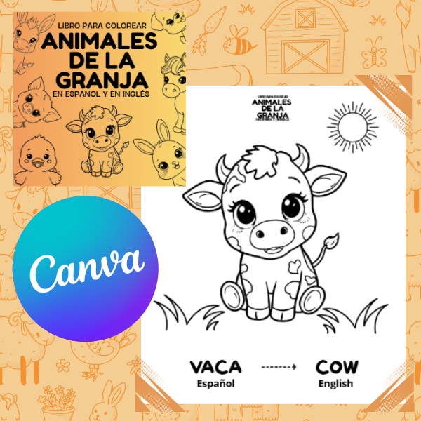 LINK EDITABLE CANVA Libro Colorear animales de la granja en Español...