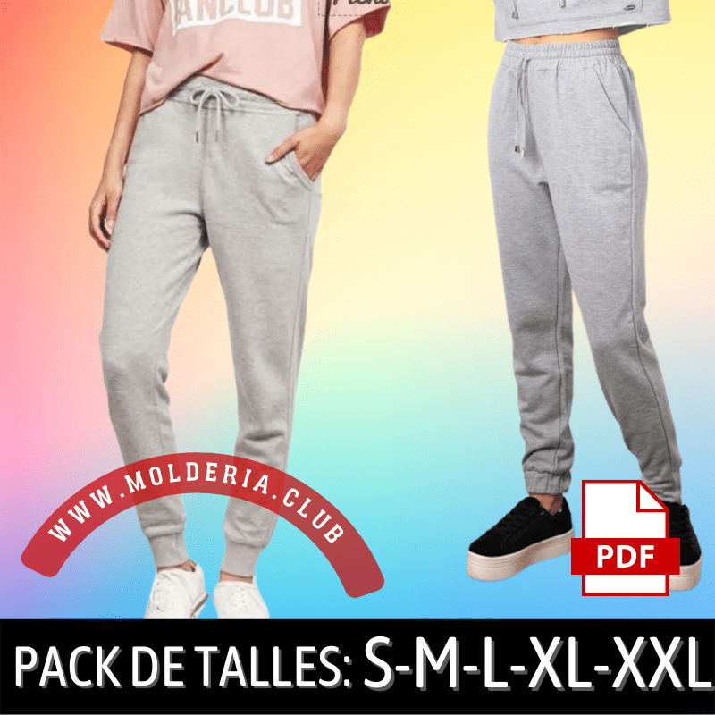 Patrón de Costura de Pantalón Jogger para Mujer - Molde de Pantalón Deportivo
