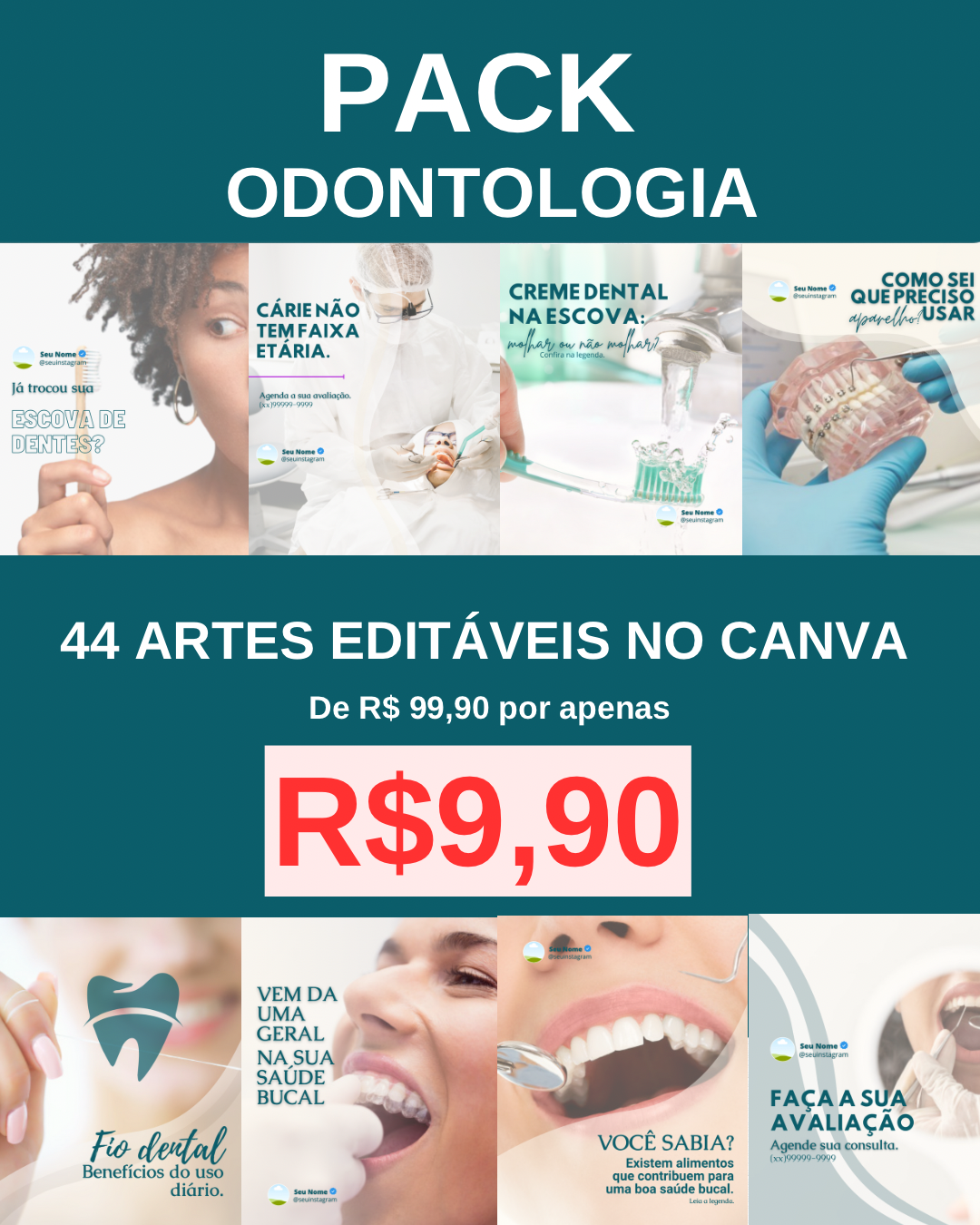 PACK ARTES EDITÁVEIS ODONTOLOGIA 2 (CANVA)