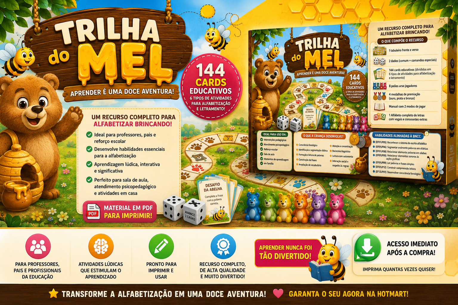 Trilha do Mel: O Recurso Completo e Lúdico que Transforma a Alfabetização em uma Doce Aventura! (Alinhado à BNCC)