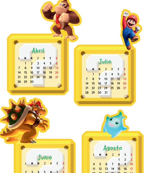 Calendario Mario Bros imprimible en PDF