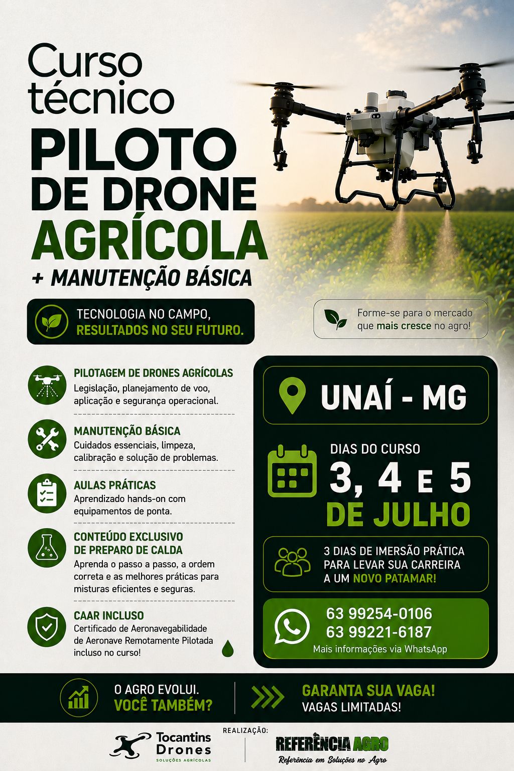 Curso Presencial de Pulverização Aeroagrícola com Drone: Operação Prática, Aplicação, Planejamento e Manutenção Básica