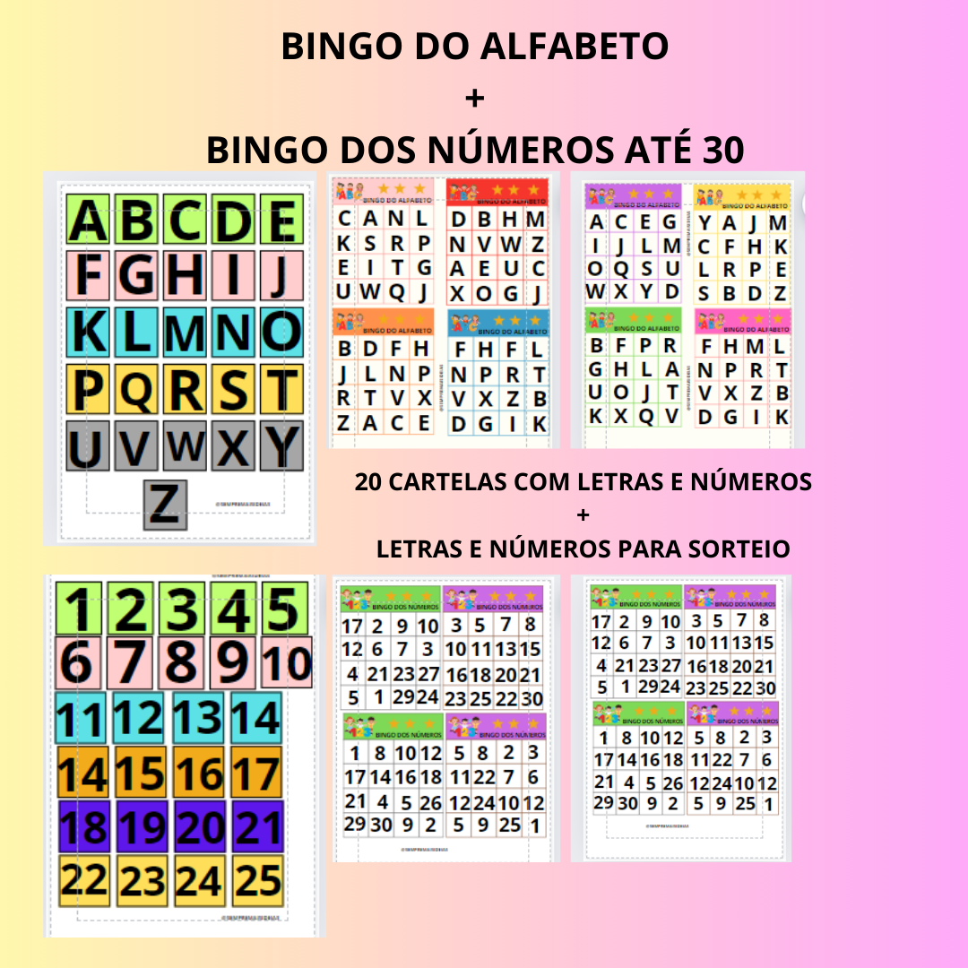Bingo do alfabeto e números - ROSIANE DE ALMEIDAPETRONILHO | Hotmart