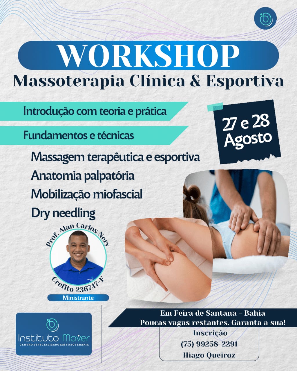 Workshop de Massoterapia Esportiva (Feira de Santana - 27 e 28/08/2022)