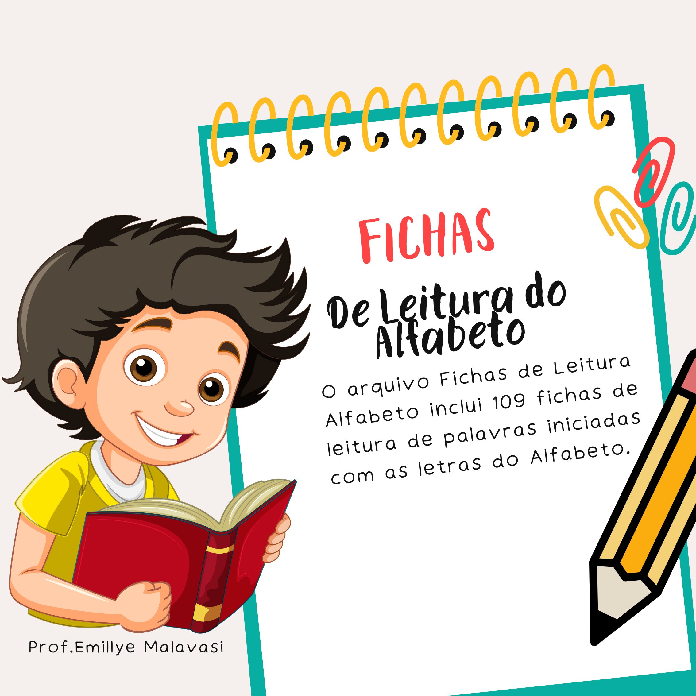 Fichas de Leitura do Alfabeto - Emillye Malavasi. | Hotmart
