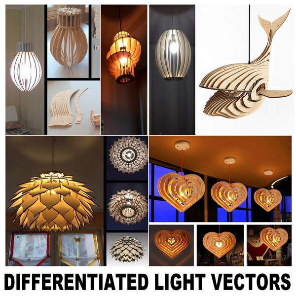 Mdf Disgen Led Pack 40 Vector Lights Lampshade Cut MDF Laser CNC Router
