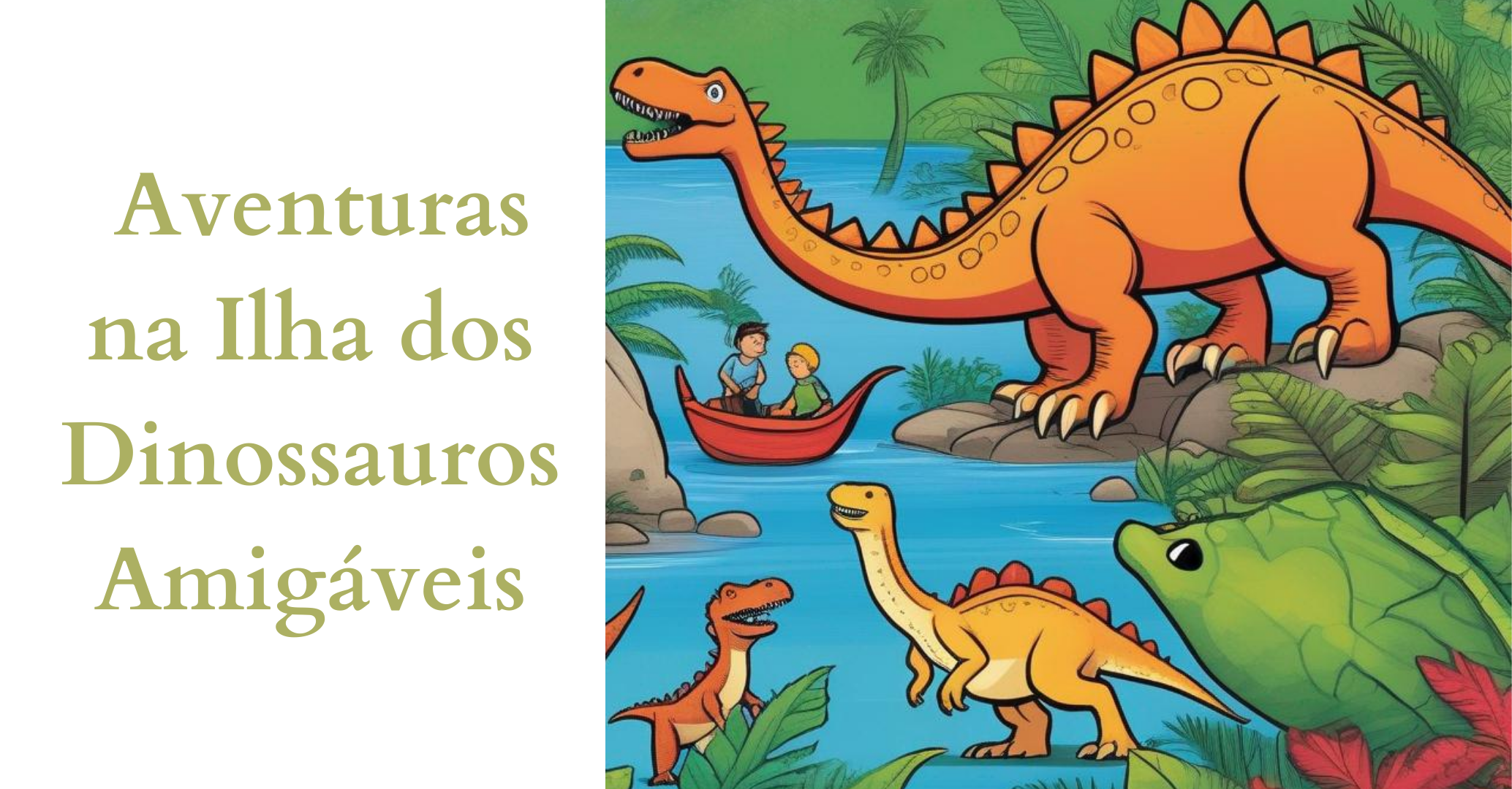 Aventuras na ilha dos dinossauros amigáveis - HISTORIAS INFANTIS