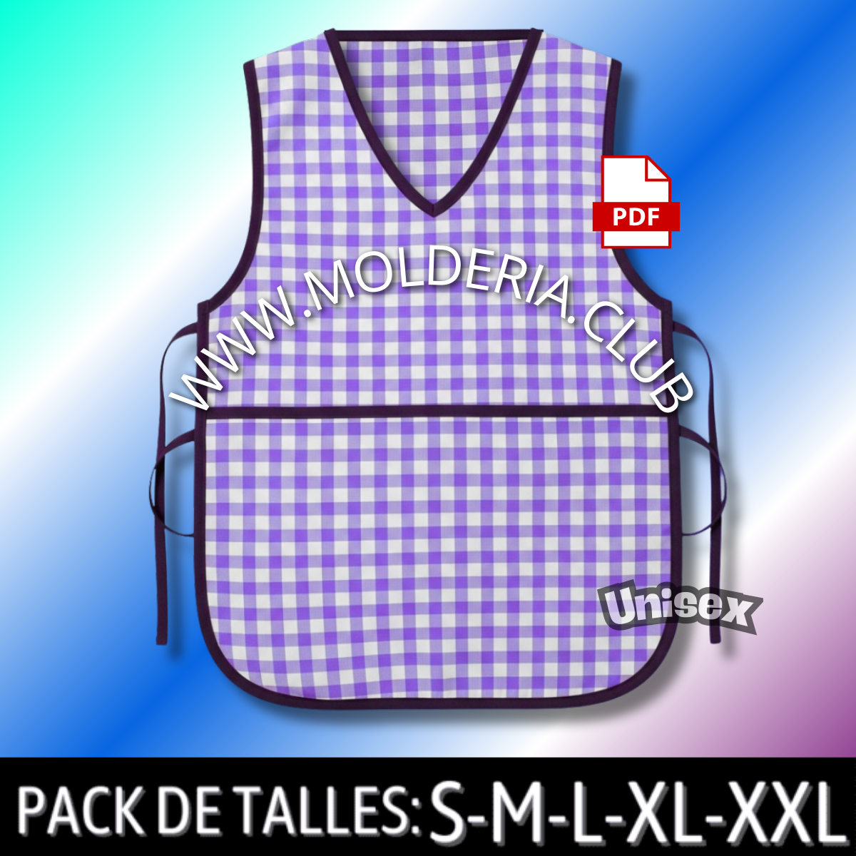 Patrón de Costura de Pechera de Maestra - Molde de Delantal para Jardín