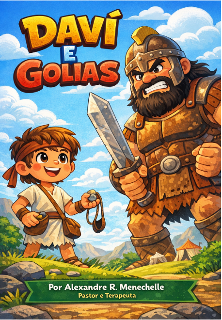 DAVI E GOLIAS História Bíblica Infantil com Perguntas e Desenho par...