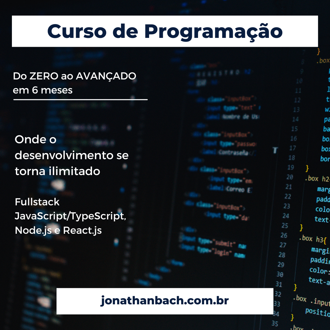 Curso de programação Fullstack JavaScript/TypeScript, NodeJS e ReactJS