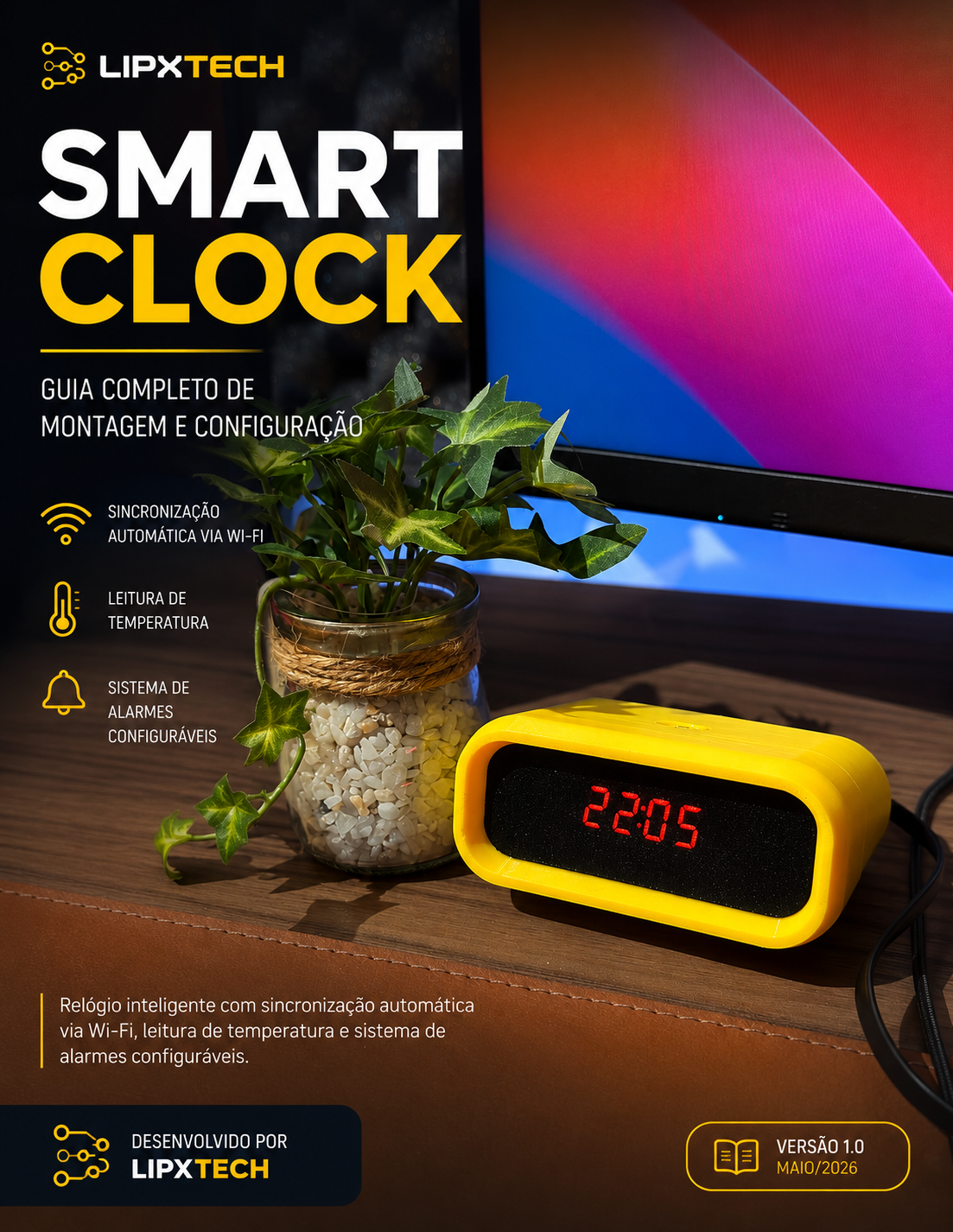 Smart Clock ESP32-C3 montado e funcionando