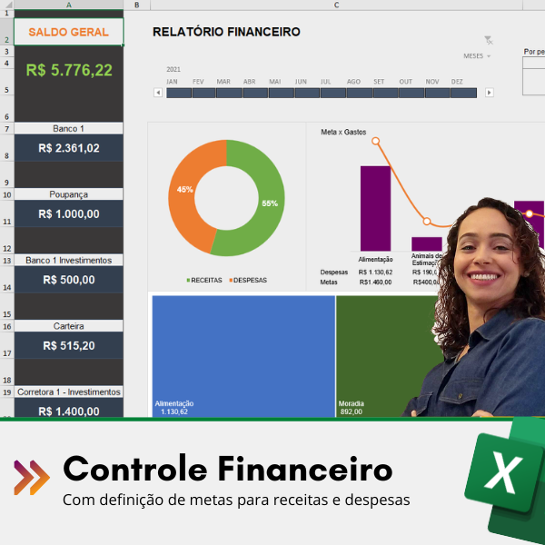 Controle Financeiro com Dashboard e Metas v2 [Planilha] - 03 Aces.