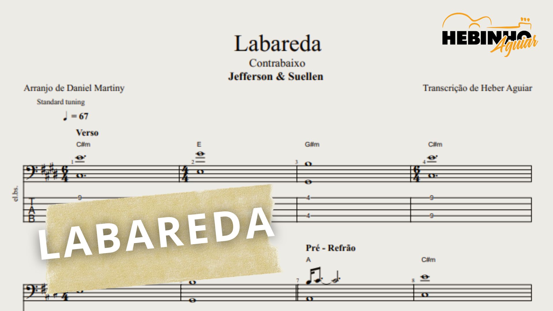 Labareda - Jefferson & Suellen: Transcrição p/ Contrabaixo c/ Tablatura ...