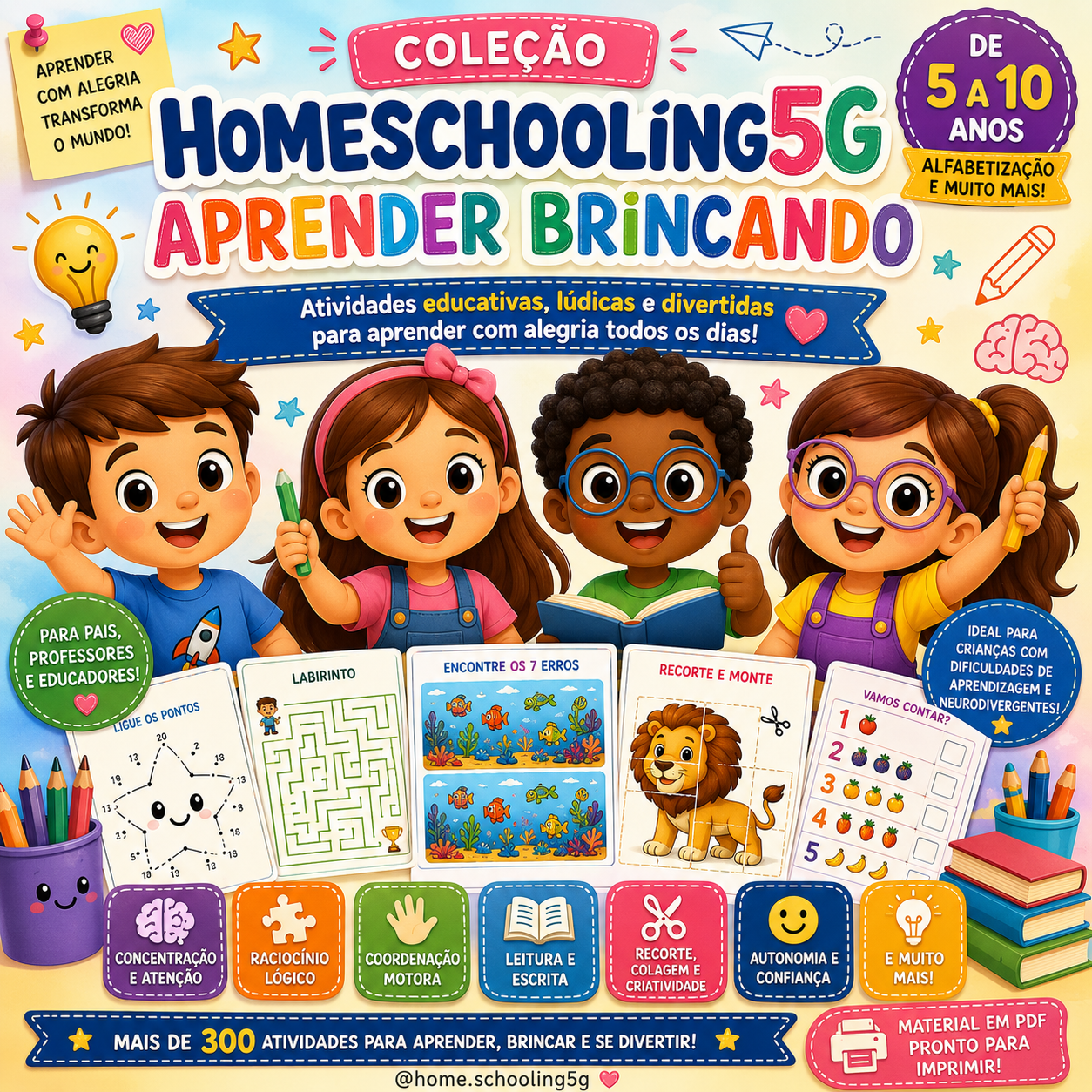 Capa da Coleção Homeschooling5G - Aprender Brincando