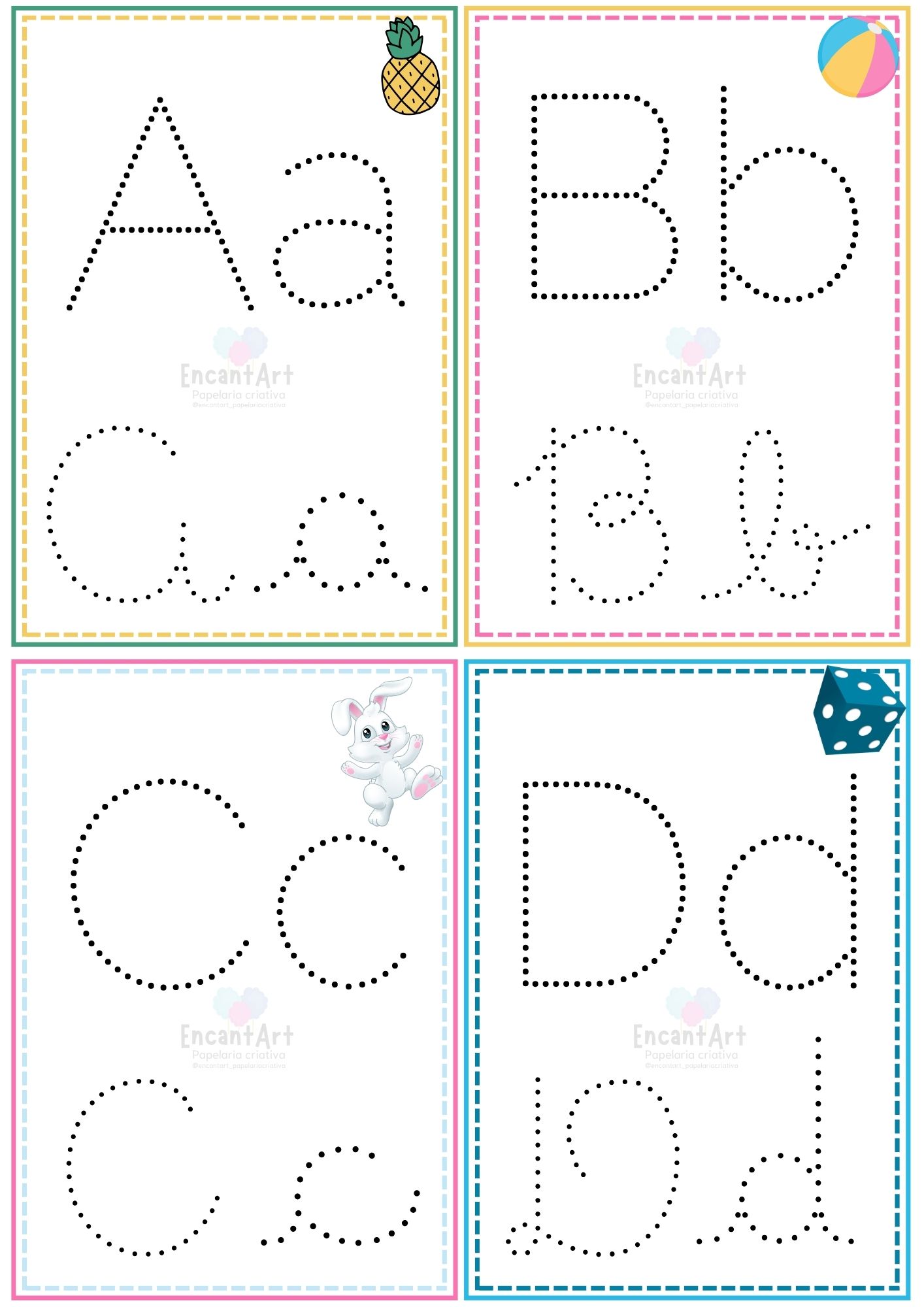 Alfabeto Pontilhado - 4 Fontes Diferentes!