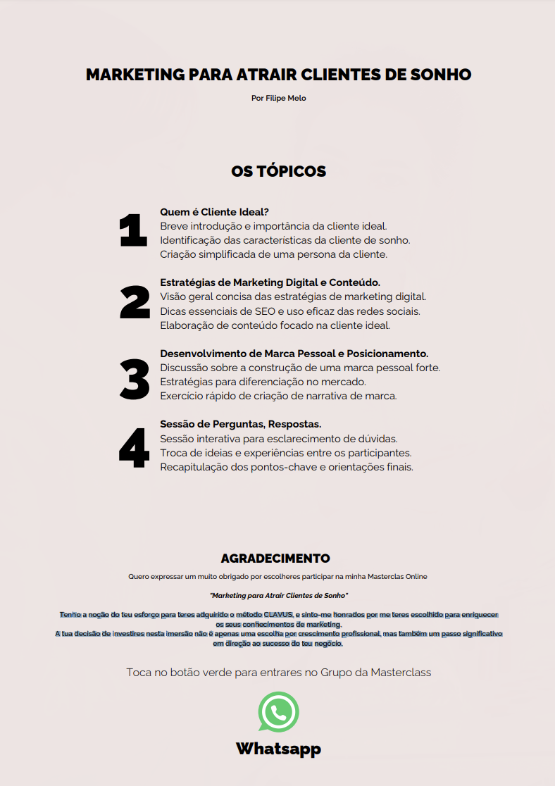 Marketing Para Atrair Clientes de Sonho. - Tânia Caetano | Hotmart