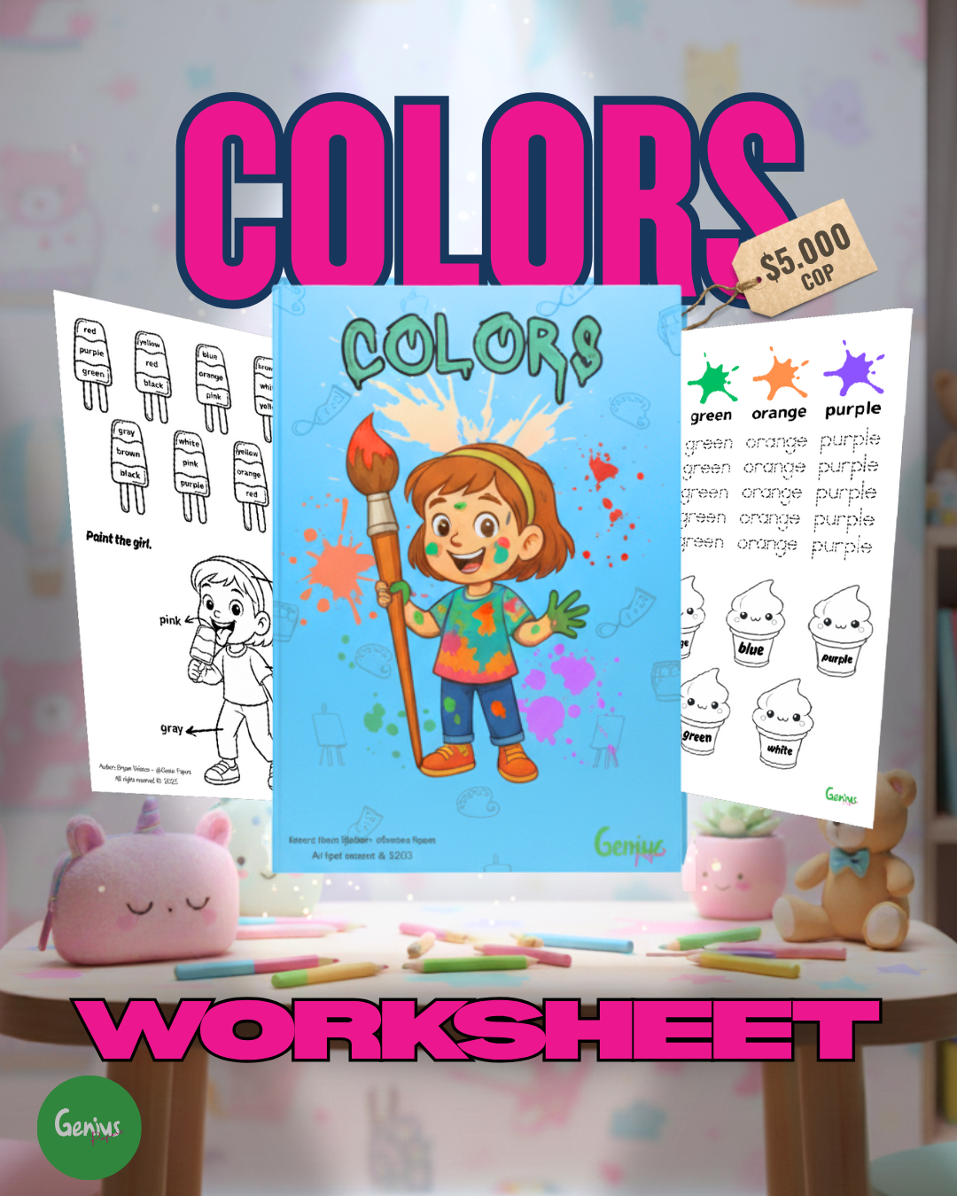 🎨 Colors for Kids – Fun English Learning Worksheets