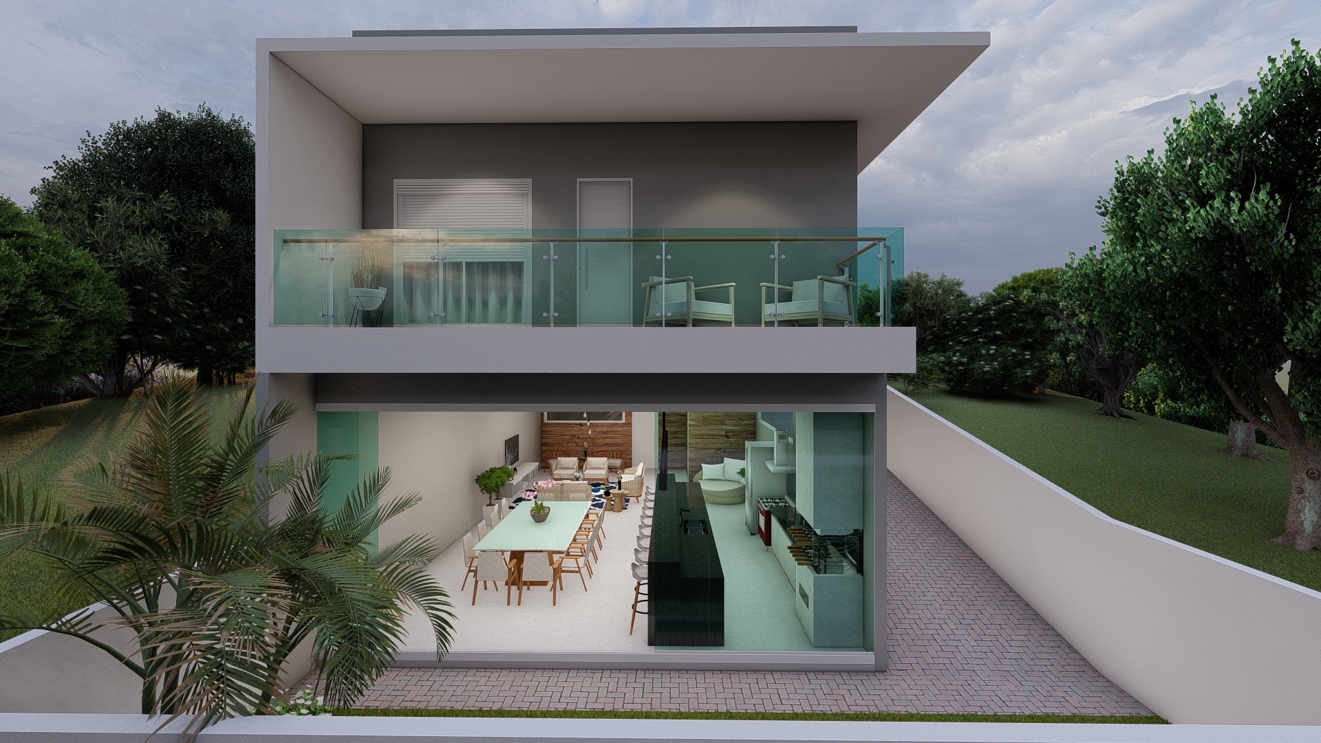 Planta de Casa Sobrado com Salão em Terreno Declive (Projeto de ...