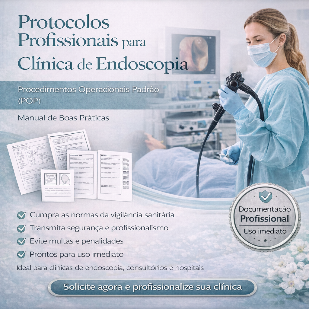 PACK COM 55 DOCUMENTOS: POP'S ENDOSCOPIA, MANUAL DE BOAS PRÁTICAS, FICHAS DE ANAMNESE E FICHAS DE CONTROLE