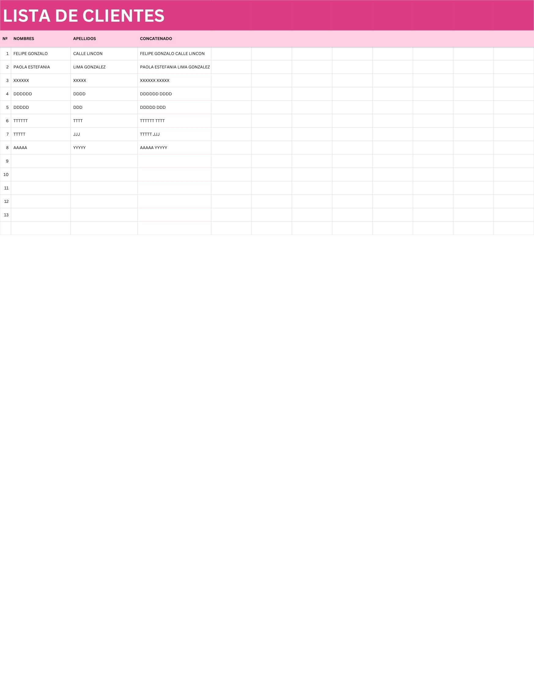 Client List Template with CONCATENATE Formula (Excel/Sheets) - Joha...
