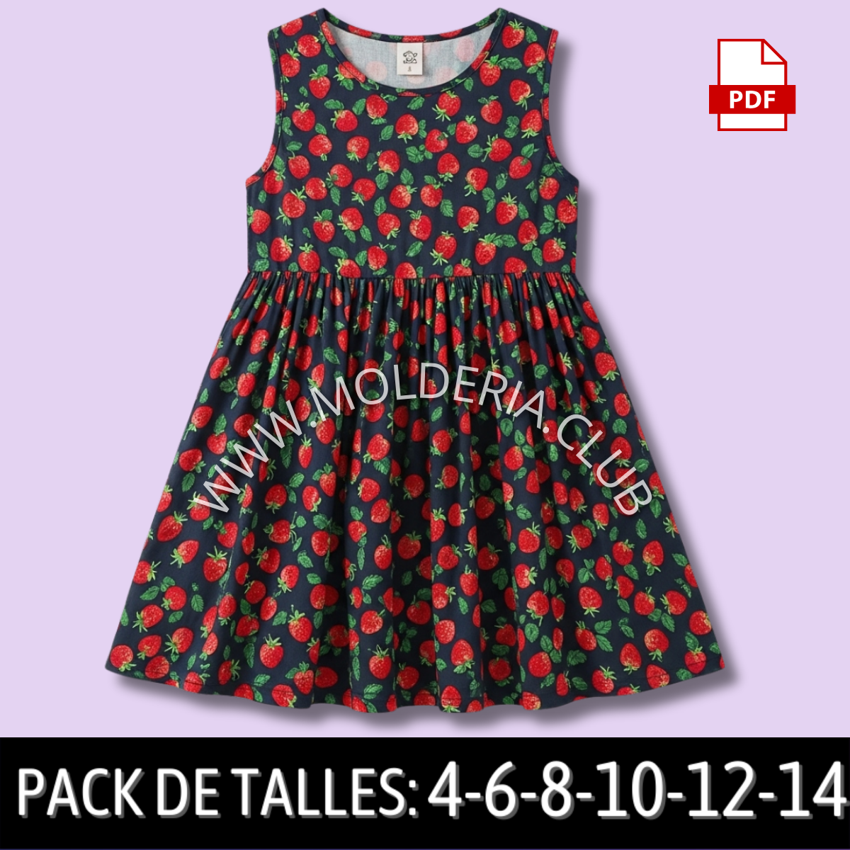 Patrón de Costura de Vestido para Niñas - Molde Profesional de Dress de Nenas