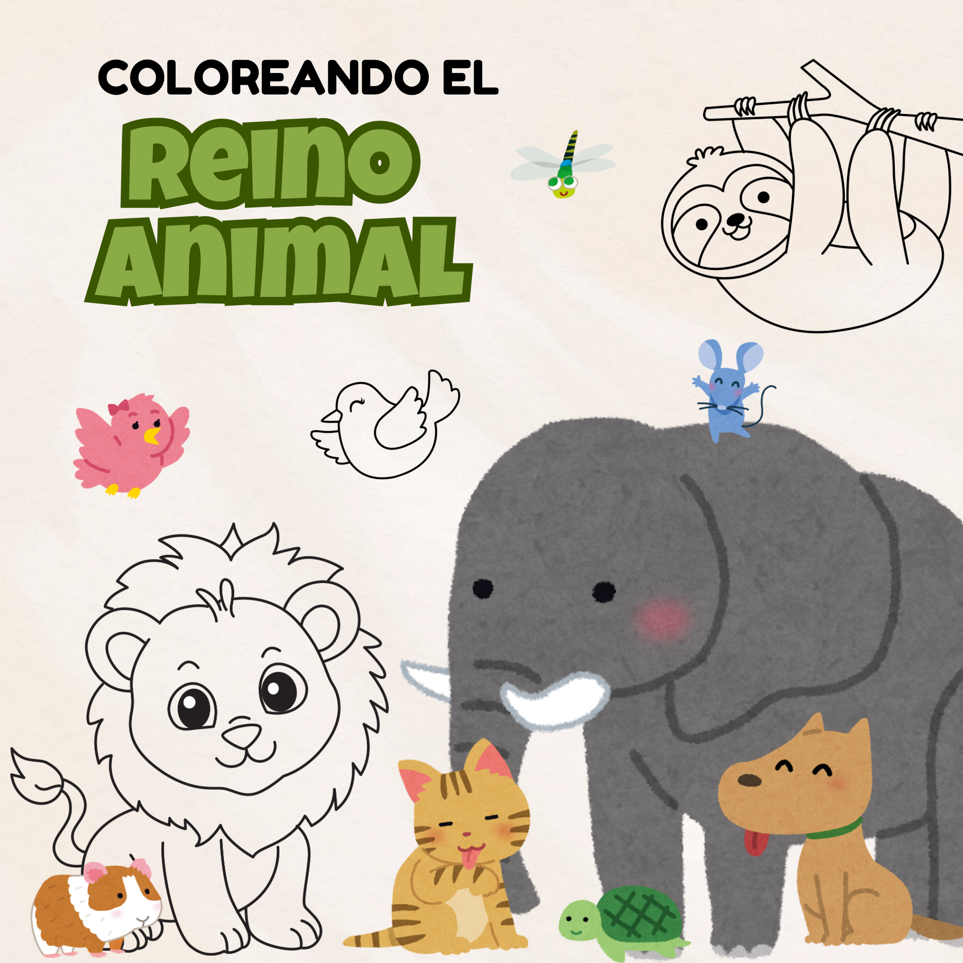 Libro para colorear: El reino animal - Gessica Diaz | Hotmart
