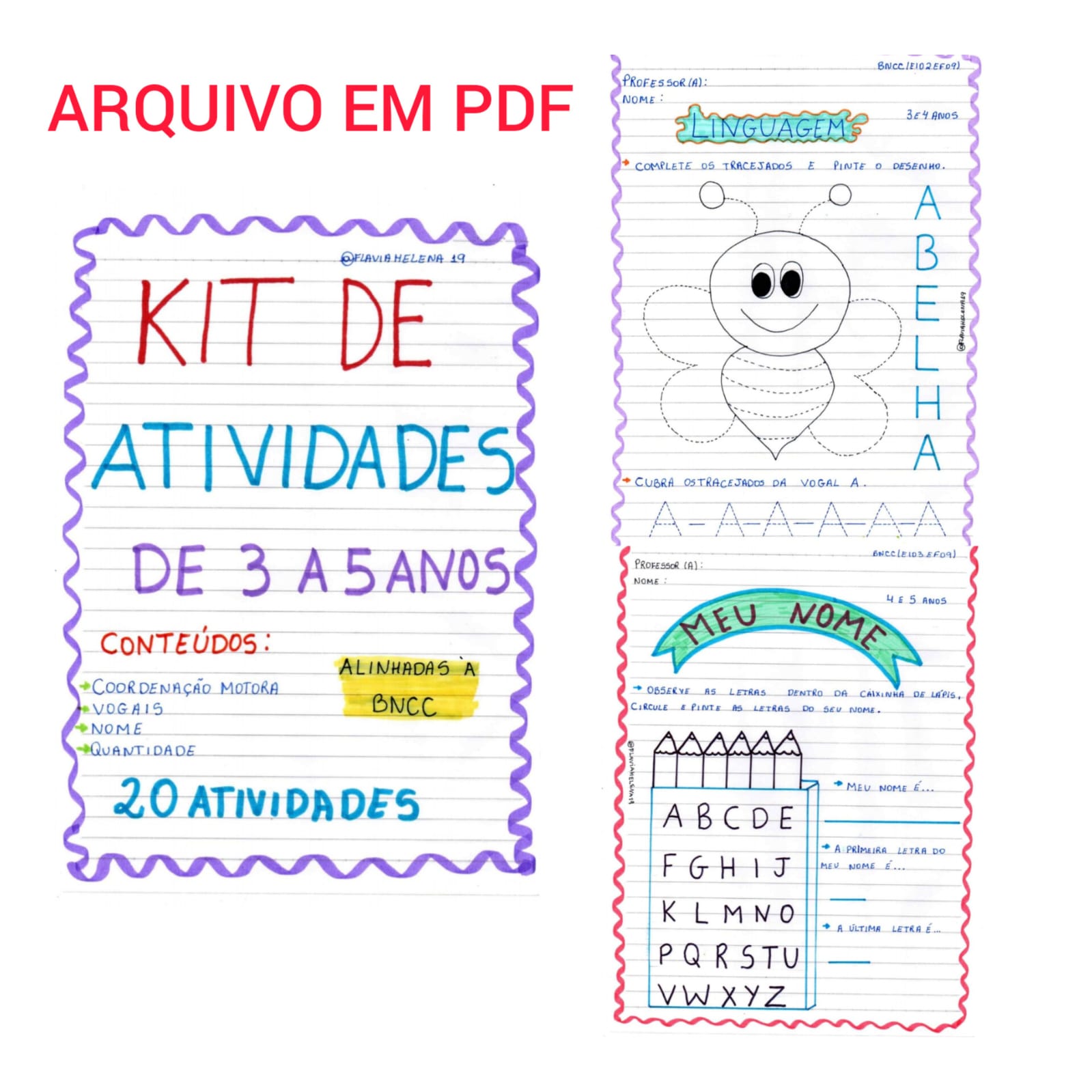 kit de Atividades 3 a 5 anos - flavia helena teixeira souza | Hotmart