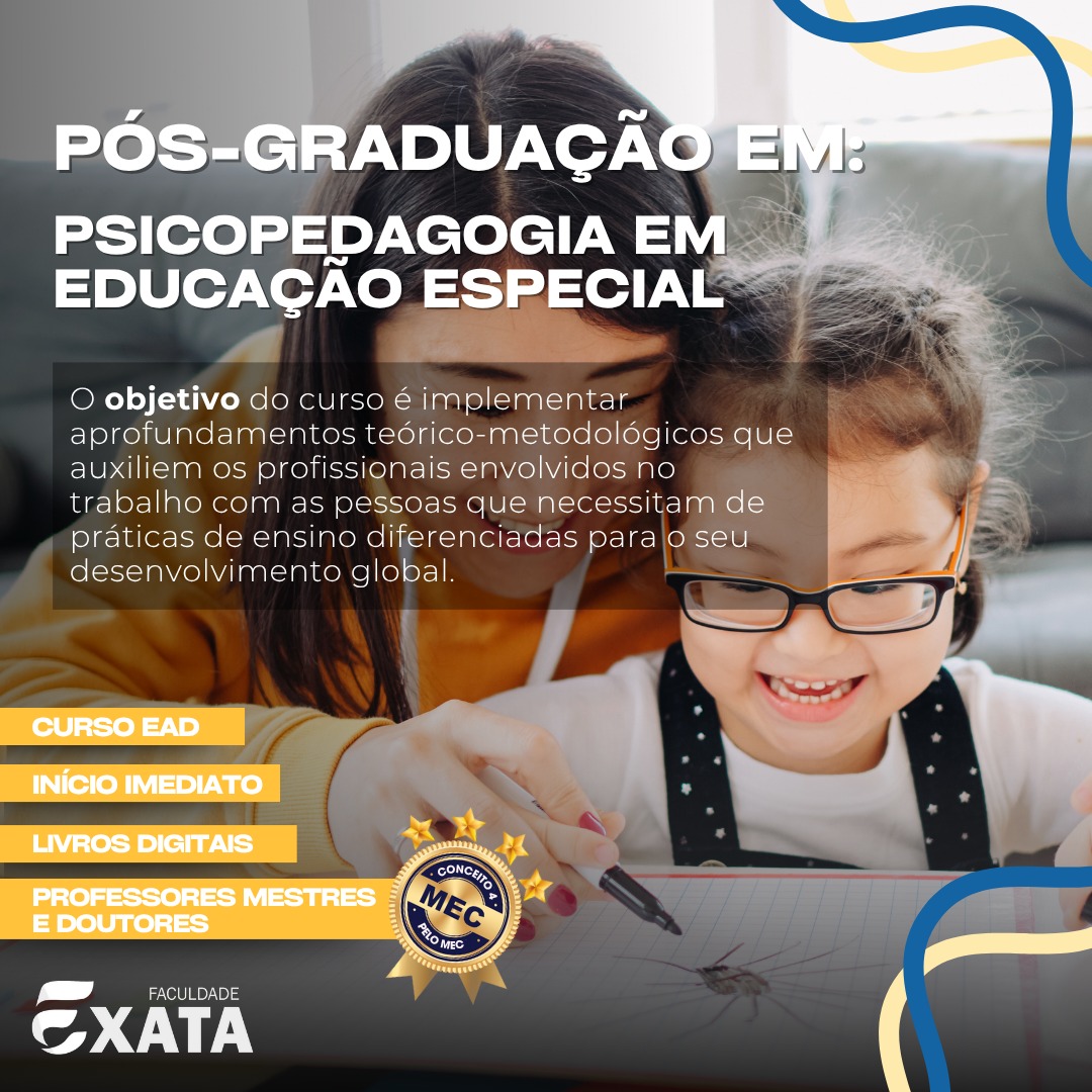 Pós-Graduação em Psicopedagogia em Educação Especial 🧠 - Faculda...