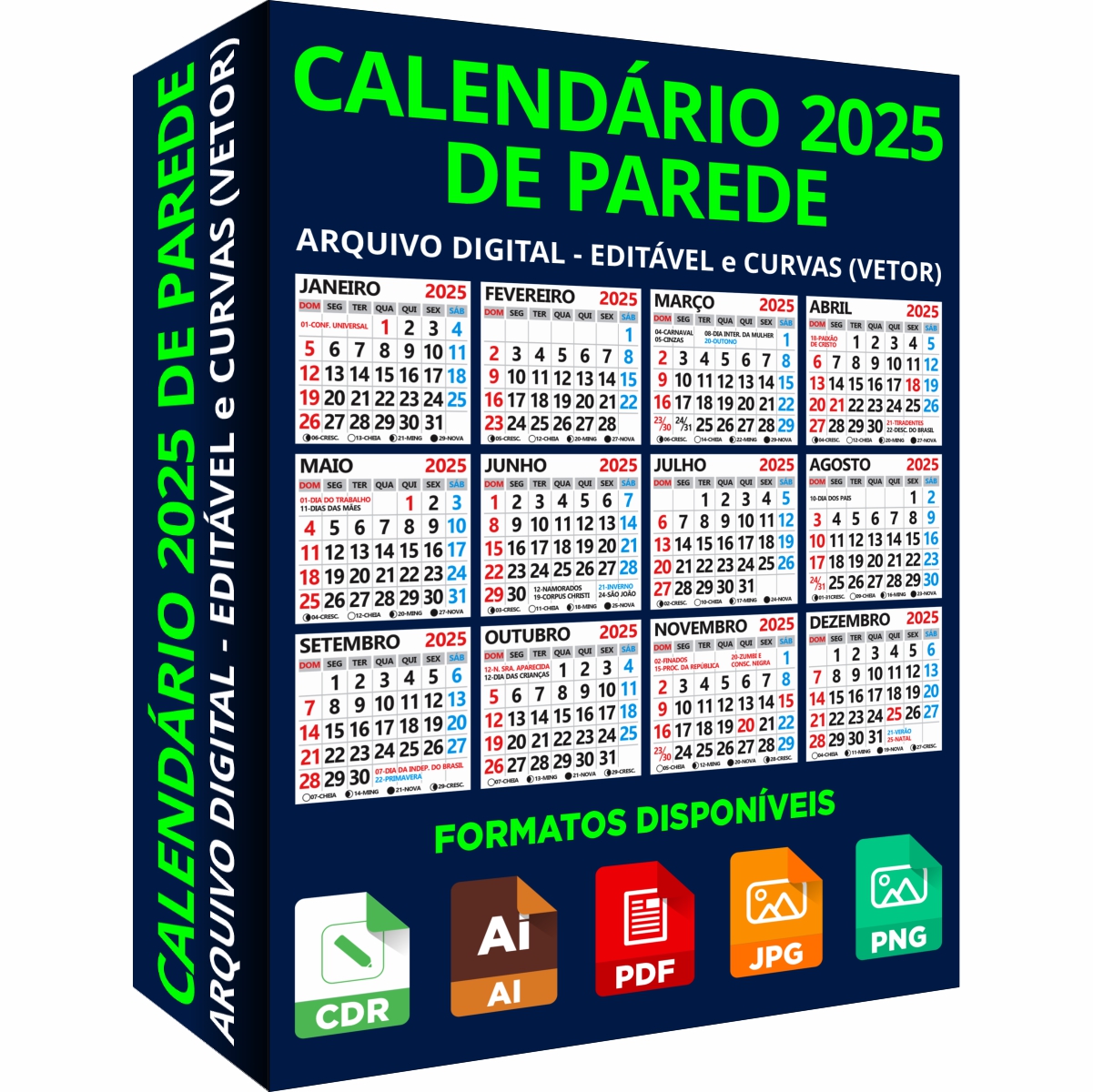 Calendário 2025 de Parede - Corel e Illustrator (Vetor) - Denysson ...