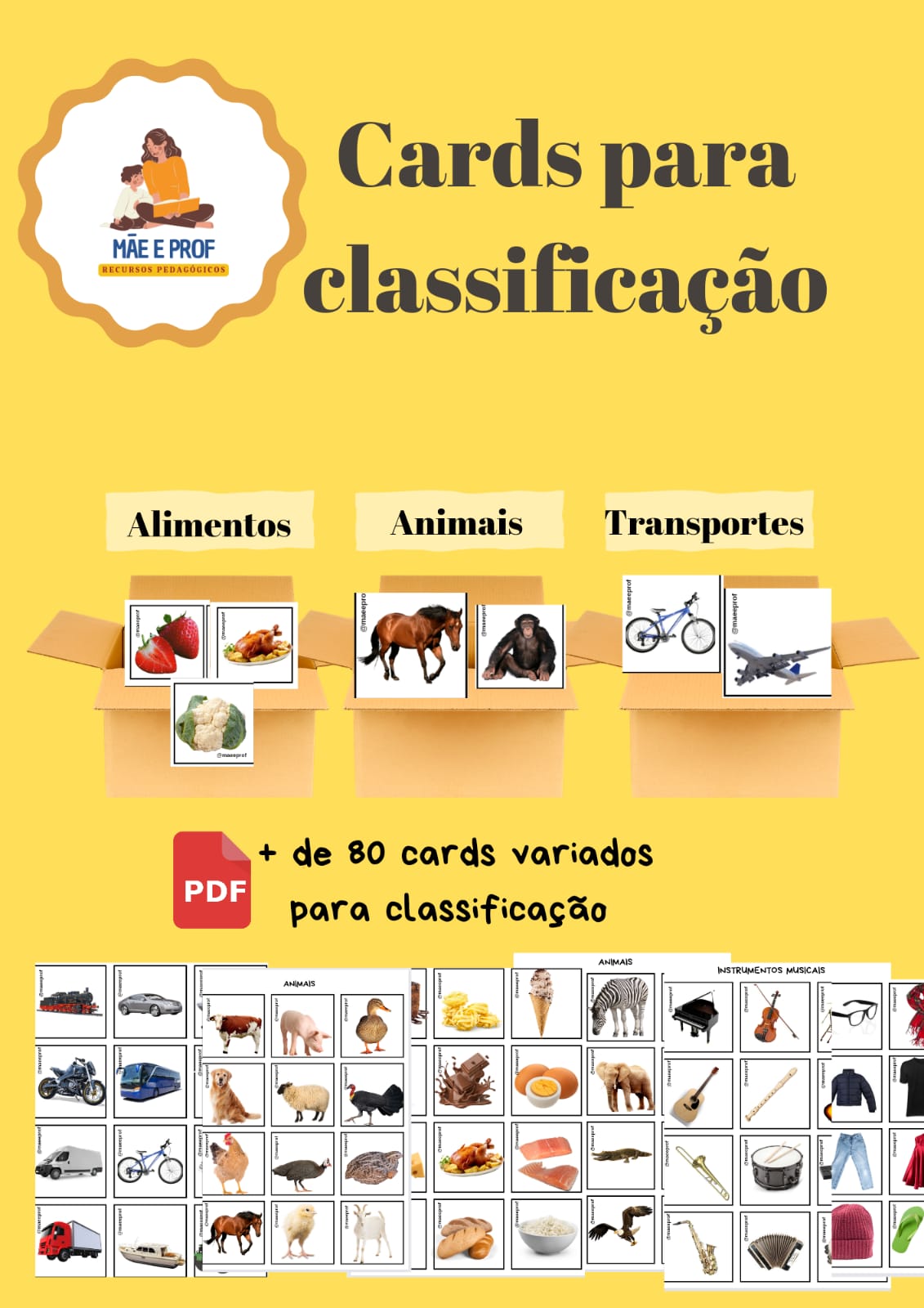 Flash Cards para classificação - Mãe e Prof | Hotmart