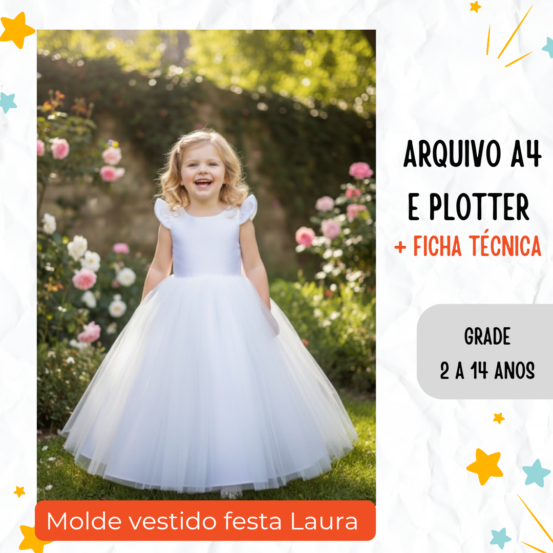 MOLDE VESTIDO INFANTIL FESTA/ DAMINHA LAURA 