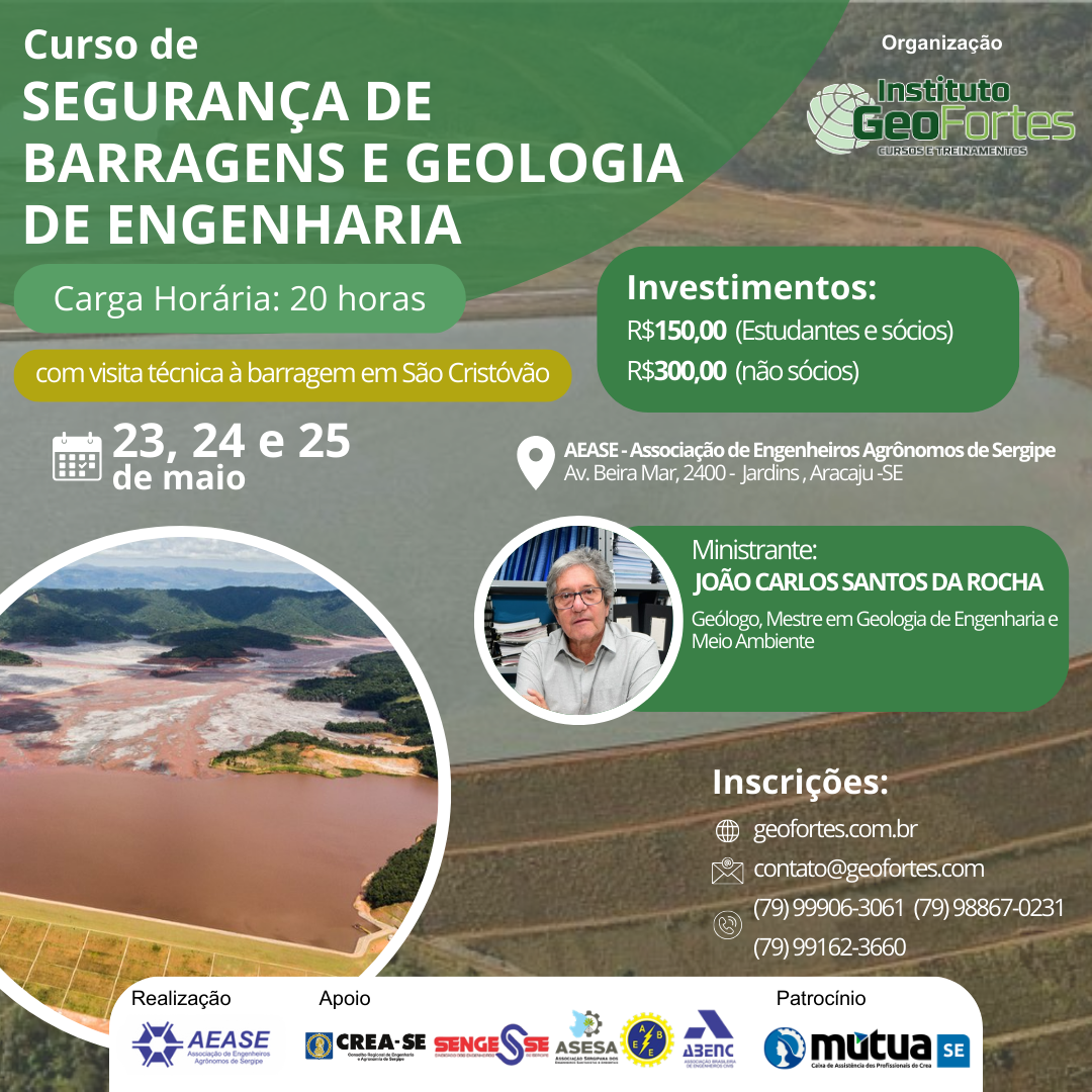 Imagem de capa para o Evento presencial SEGURANÇA DE BARRAGENS E GEOLOGIA DE ENGENHARIA