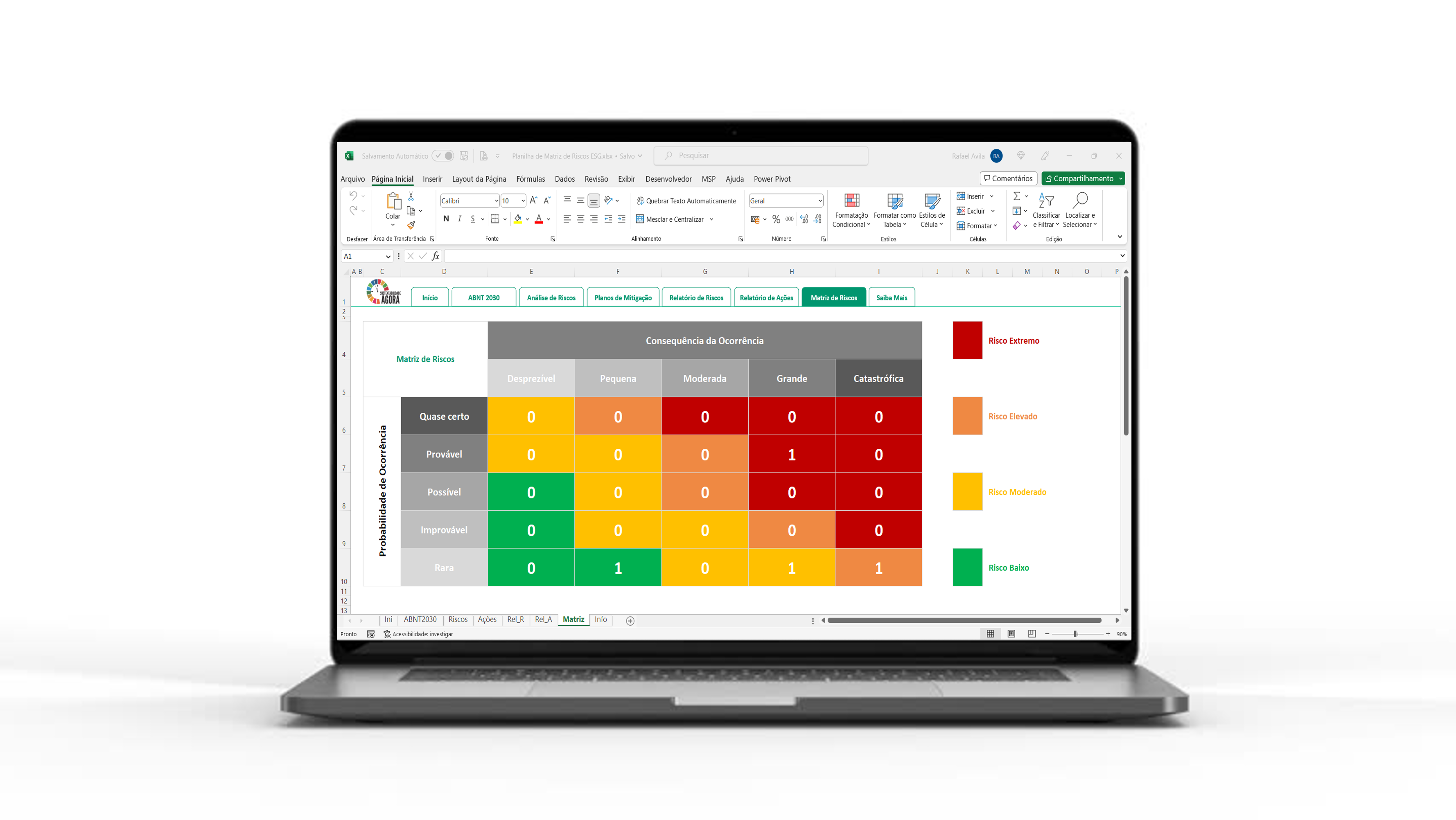 Planilha de Matriz de Riscos ESG em Excel