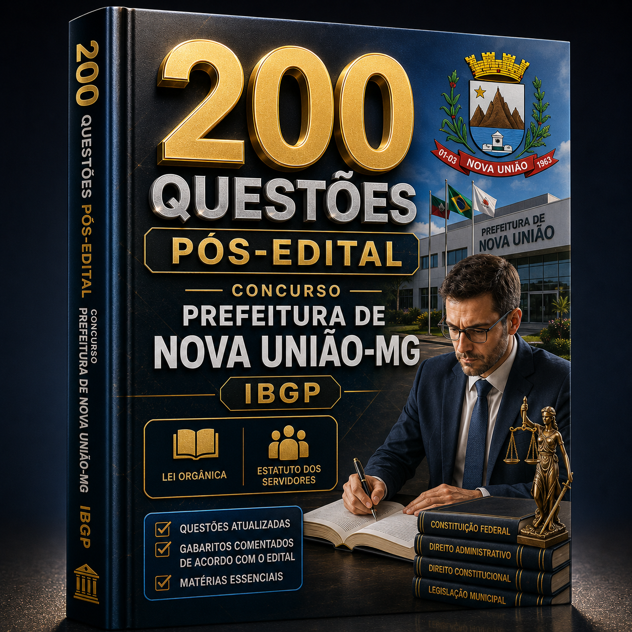 200 Questões Pós-Edital – Concurso Prefeitura de Nova União-MG – IBGP – ( Lei Orgânica • Estatuto dos Servidores )