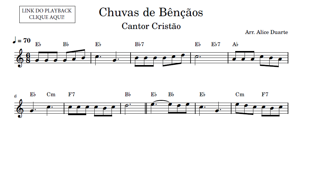 Chuvas De Bênçãos Cantor Cristão Partitura Para Instrumentos Em