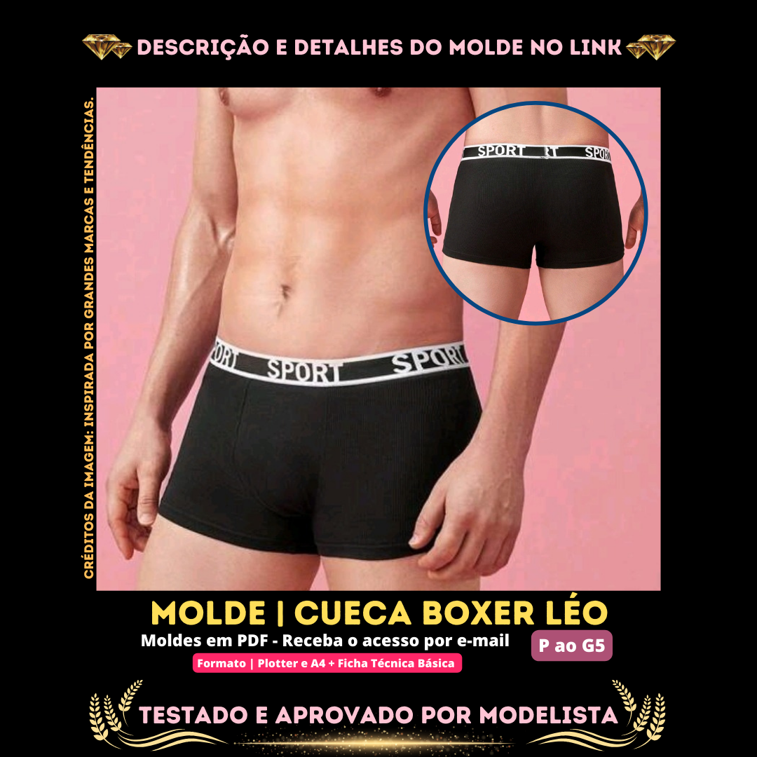 [Molde em PDF] - Cueca Boxer Léo. ID 3160871 [P ao G5] - Empreende...
